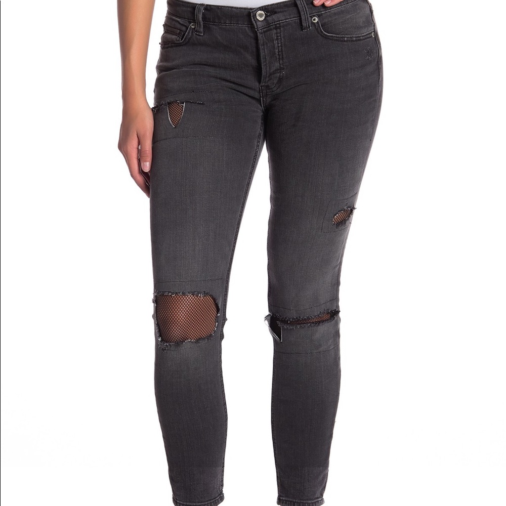 Free people fishnet skinny jeans